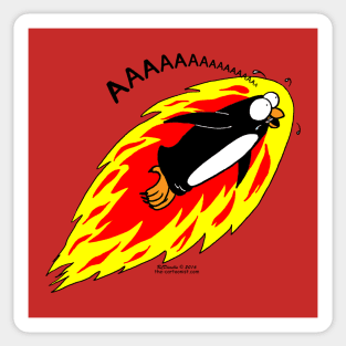 Flaming Flying Screaming Penguin Sticker